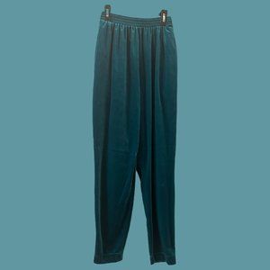 VTG 90s Diane Von Furstenberg Color Authority Velvet Pants -- Teal Velvet - Sz S